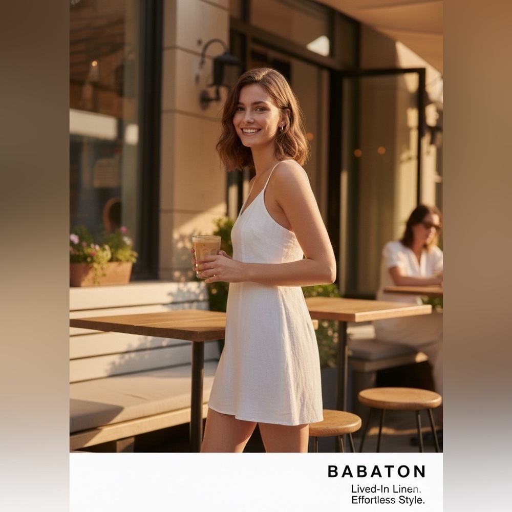 Babaton White Linen Blend Mini Dress size 2